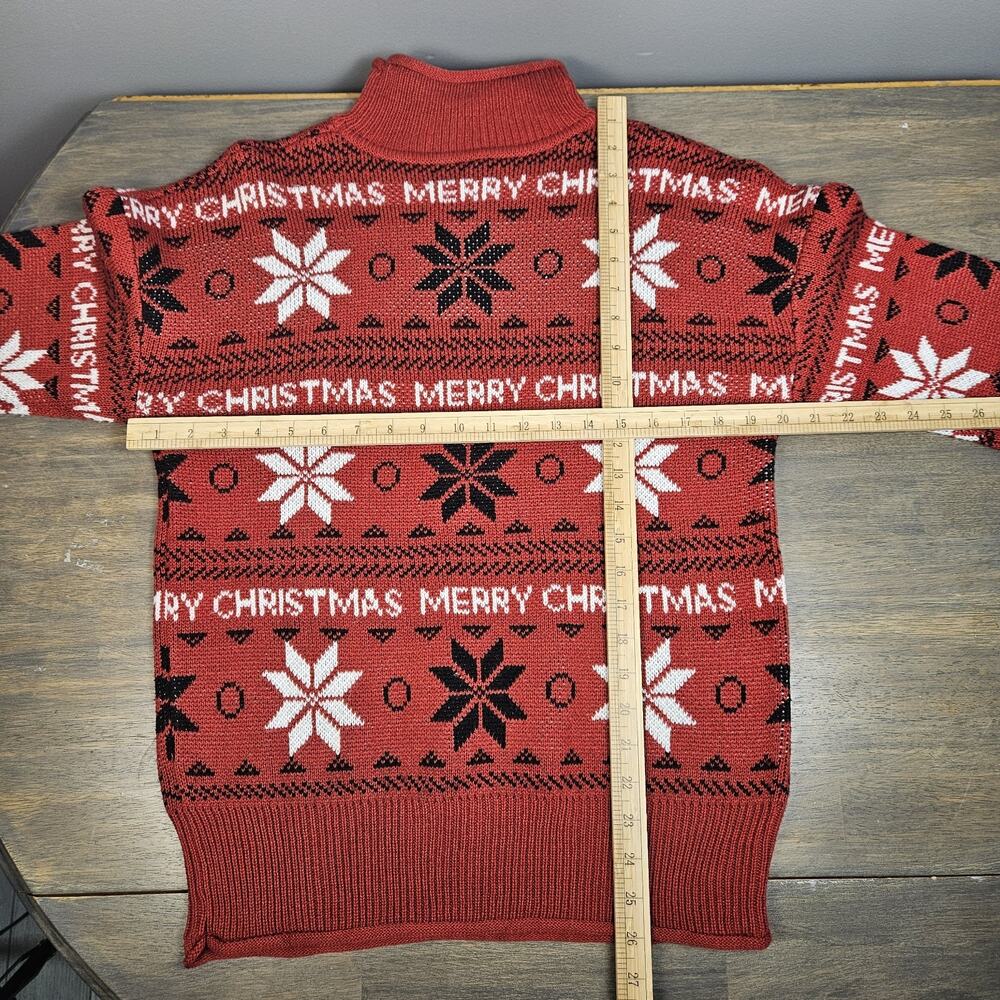Merry Christmas Red Fair Isle Knit Sweater Holiday Festive Pullover Jumper Small - Picture 3 of 6